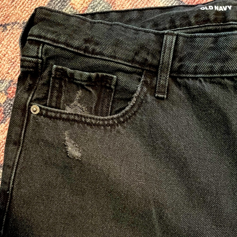Old Navy Women’s Wide Leg Extra High-Rise Distressed Black Jeans Size 14